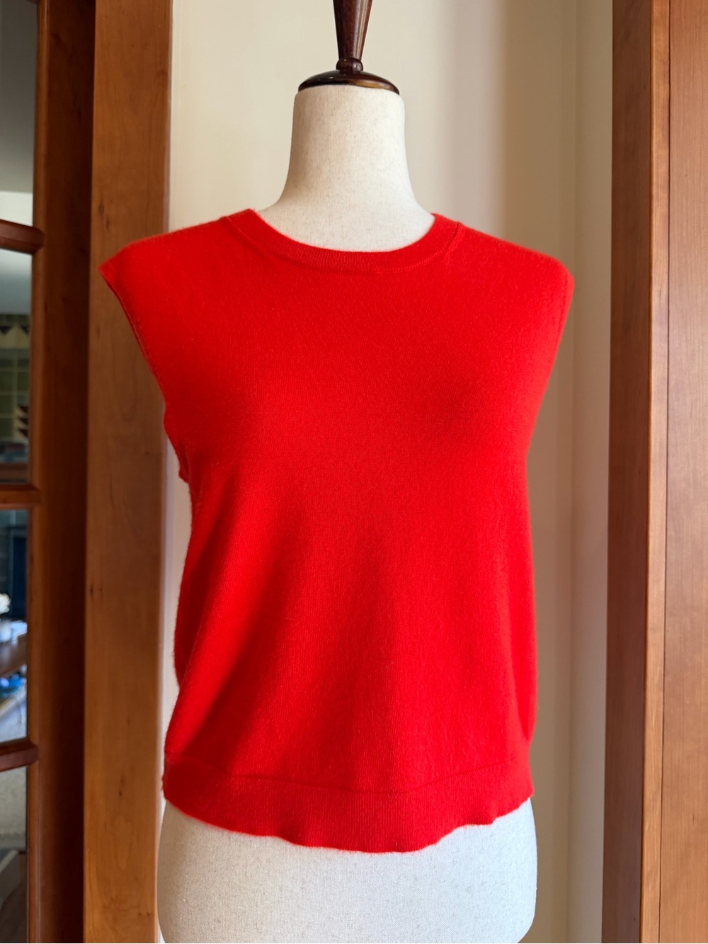 J. Crew Cashmere Bright Poppy Red Sleeveless Knit Top